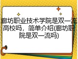 廊坊职业技术学院是双一流高校吗，简单介绍(廊坊职院是双一流吗)