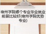 宿州学院哪个专业毕业就业前景比较好(宿州学院优势专业)