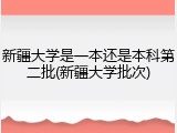 新疆大学是一本还是本科第二批(新疆大学批次)