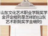 山东文化艺术职业学院奖学金评定细则是怎样的(山东艺术职院奖学金细则)