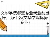 文华学院哪些专业就业前景好，为什么(文华学院优势专业)