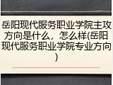 岳阳现代服务职业学院主攻方向是什么，怎么样(岳阳现代服务职业学院专业方向)