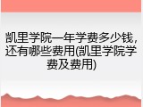 凯里学院一年学费多少钱，还有哪些费用(凯里学院学费及费用)