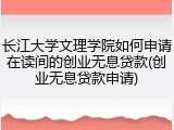 长江大学文理学院如何申请在读间的创业无息贷款(创业无息贷款申请)