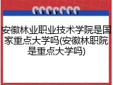 安徽林业职业技术学院是国家重点大学吗(安徽林职院是重点大学吗)