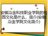 安徽冶金科技职业学院的校园文化是什么，简介(安徽冶金学院文化简介)