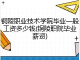 铜陵职业技术学院毕业一般工资多少钱(铜陵职院毕业薪资)