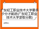 广东轻工职业技术大学要多少分才能进(广东轻工职业技术大学录取分数)