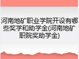 河南地矿职业学院开设有哪些奖学和助学金(河南地矿职院奖助学金)