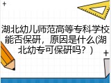 湖北幼儿师范高等专科学校能否保研，原因是什么(湖北幼专可保研吗？)