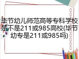 毕节幼儿师范高等专科学校是不是211或985高校(毕节幼专是211或985吗)
