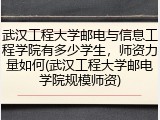 武汉工程大学邮电与信息工程学院有多少学生，师资力量如何(武汉工程大学邮电学院规模师资)