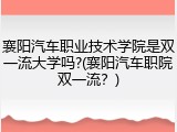襄阳汽车职业技术学院是双一流大学吗?(襄阳汽车职院双一流?)