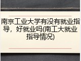 南京工业大学有没有就业指导，好就业吗(南工大就业指导情况)