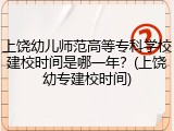 上饶幼儿师范高等专科学校建校时间是哪一年?(上饶幼专建校时间)