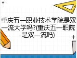 重庆五一职业技术学院是双一流大学吗?(重庆五一职院是双一流吗)