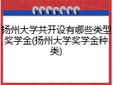 扬州大学共开设有哪些类型奖学金(扬州大学奖学金种类)