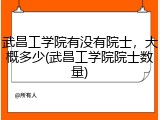 武昌工学院有没有院士，大概多少(武昌工学院院士数量)