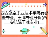 西安航空职业技术学院有哪些专业，王牌专业分析(西安航院王牌专业)