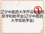 辽宁中医药大学开设有哪些奖学和助学金(辽宁中医药大学奖助学金)