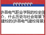 许昌电气职业学院的校史简介，什么历史与社会背景下建校的(许昌电气建校背景)