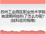 苏州工业园区职业技术学院就读期间挂科了怎么办呢？(挂科应对指南)