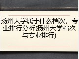 扬州大学属于什么档次，专业排行分析(扬州大学档次与专业排行)