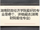 湖南财政经济学院最好的专业是哪个，详细阐述(湖南财院最佳专业)