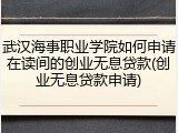 武汉海事职业学院如何申请在读间的创业无息贷款(创业无息贷款申请)