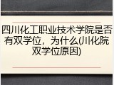 四川化工职业技术学院是否有双学位，为什么(川化院双学位原因)