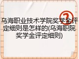 乌海职业技术学院奖学金评定细则是怎样的(乌海职院奖学金评定细则)