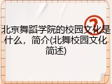 北京舞蹈学院的校园文化是什么，简介(北舞校园文化简述)