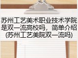 苏州工艺美术职业技术学院是双一流高校吗，简单介绍(苏州工艺美院双一流吗)