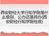西安财经大学行知学院是什么级别，公办还是民办(西安财经行知学院性质)