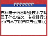 吉林电子信息职业技术学院属于什么档次，专业排行分析(吉林学院档次专业排行)