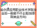 哈尔滨应用职业技术学院毕业后一般能干什么呢(哈职院就业方向)