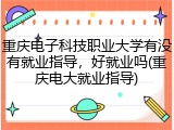 重庆电子科技职业大学有没有就业指导，好就业吗(重庆电大就业指导)