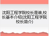 沈阳工程学院校长是谁,校长基本介绍(沈阳工程学院校长简介)
