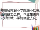 郑州城市职业学院毕业后就业前景怎么样，毕业生去向(郑州城市学院就业去向)