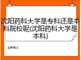 沈阳药科大学是专科还是本科院校呢(沈阳药科大学是本科)