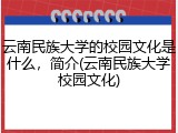 云南民族大学的校园文化是什么，简介(云南民族大学校园文化)