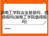 湖南工学院含金量量吗，值得报吗(湖南工学院值得报吗)