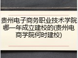 贵州电子商务职业技术学院哪一年成立建校的(贵州电商学院何时建校)