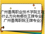 广州番禺职业技术学院主攻什么方向有哪些王牌专业(广州番禺职院王牌专业)