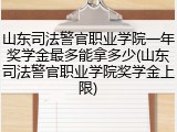 山东司法警官职业学院一年奖学金最多能拿多少(山东司法警官职业学院奖学金上限)