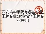 西安培华学院有哪些专业,王牌专业分析(培华王牌专业解析)