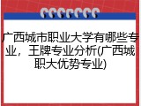 广西城市职业大学有哪些专业，王牌专业分析(广西城职大优势专业)