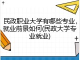 民政职业大学有哪些专业，就业前景如何(民政大学专业就业)