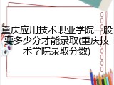 重庆应用技术职业学院一般要多少分才能录取(重庆技术学院录取分数)