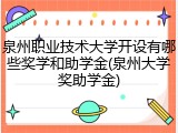 泉州职业技术大学开设有哪些奖学和助学金(泉州大学奖助学金)